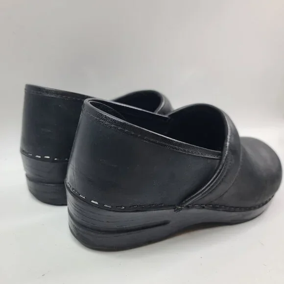 Dansko Women's Black Professional Leather Slip On Casual Clogs Size 10 - Picture 4 of 7